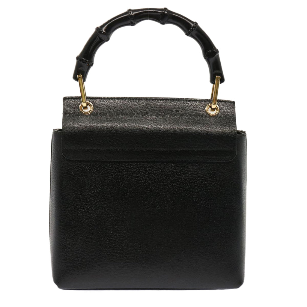 GUCCI Bamboo Hand Bag Leather Black 001 1014 1888 0 bs13845