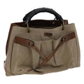 GUCCI Bamboo Hand Bag Canvas Beige 109138 bs13846