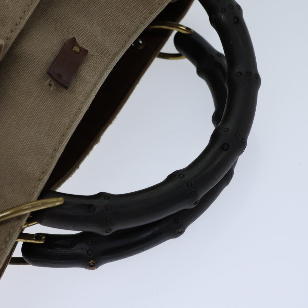 GUCCI Bamboo Hand Bag Canvas Beige 109138 bs13846