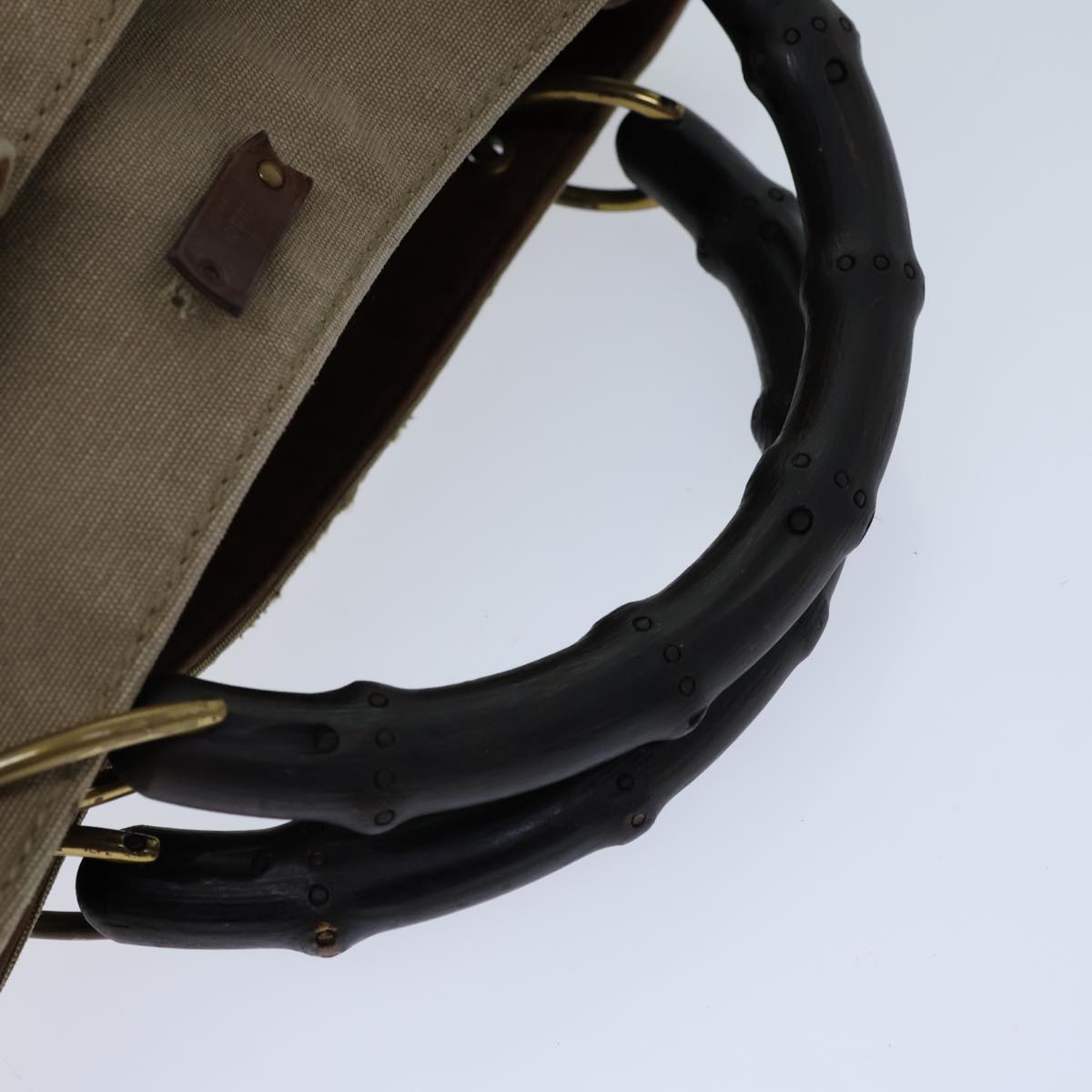 GUCCI Bamboo Hand Bag Canvas Beige 109138 bs13846