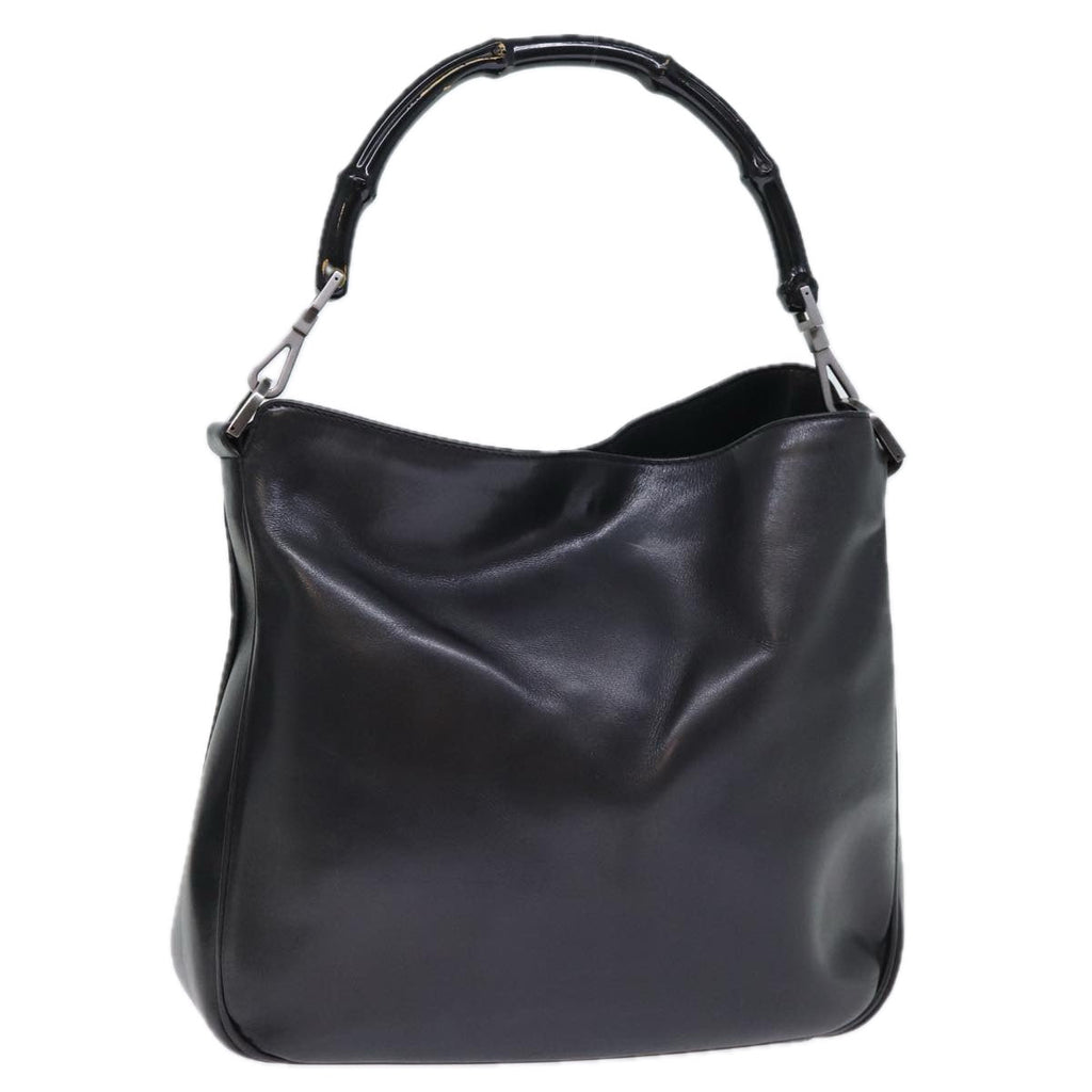 GUCCI Bamboo Hand Bag Leather Black 001 1638 200047 bs13847