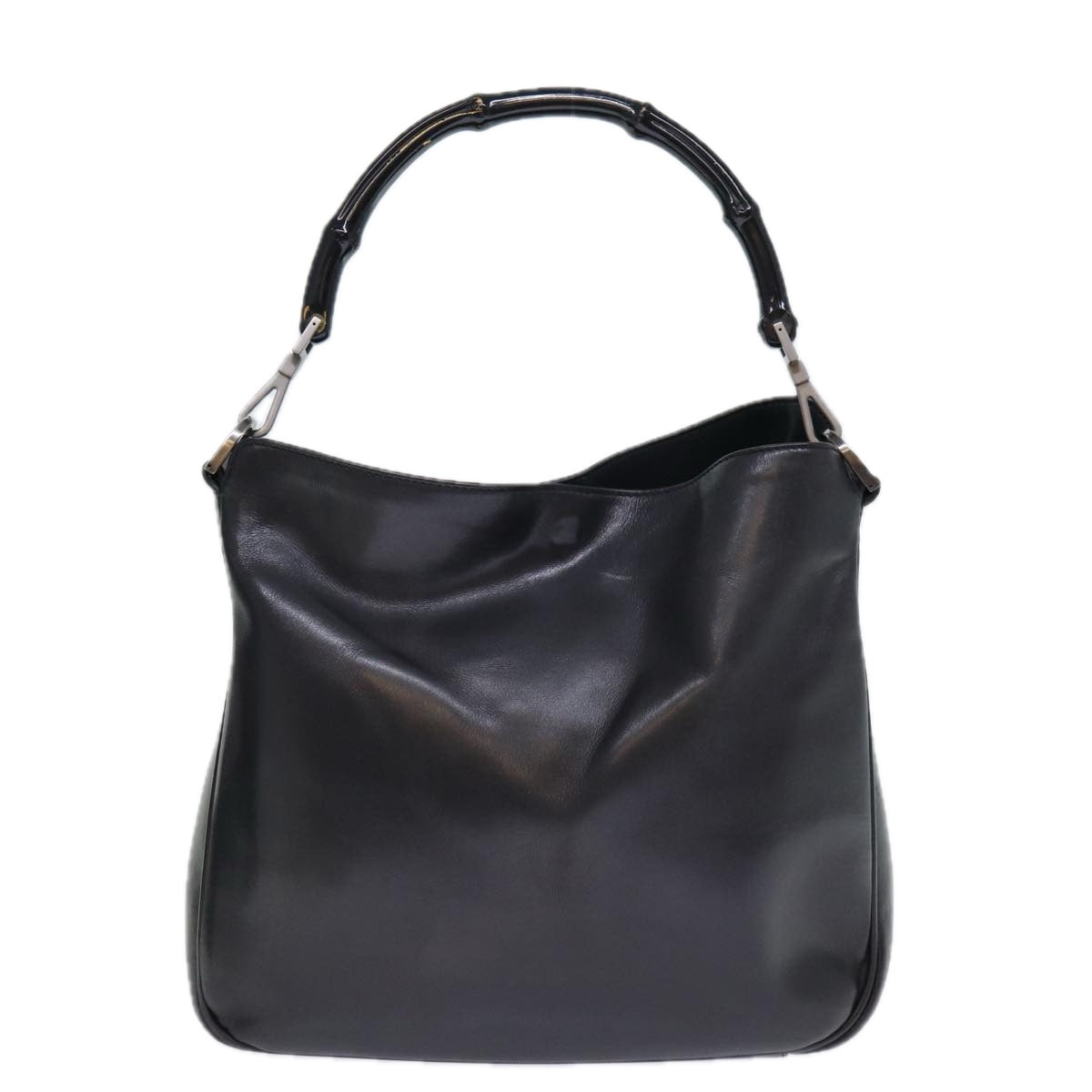 GUCCI Bamboo Hand Bag Leather Black 001 1638 200047 bs13847