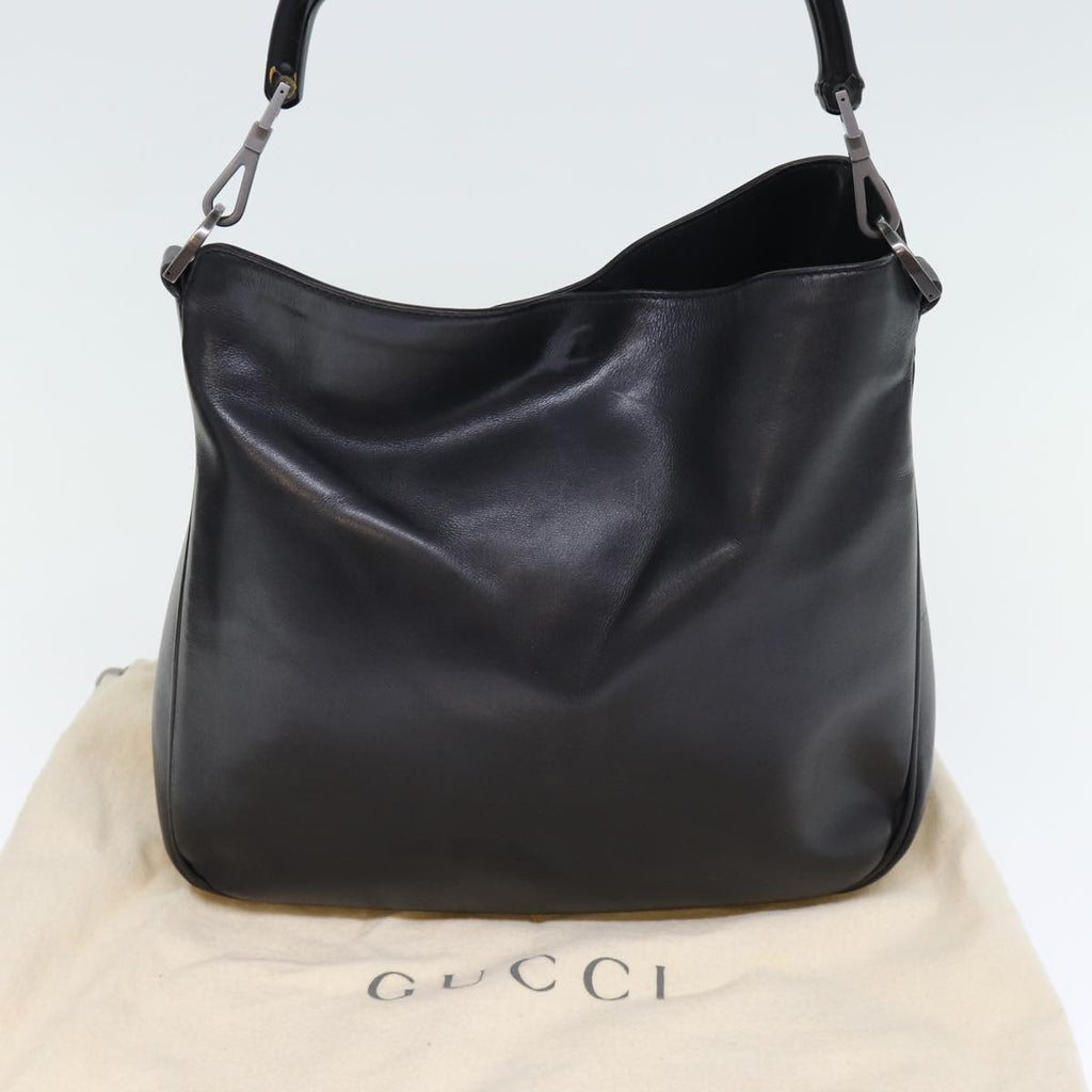 GUCCI Bamboo Hand Bag Leather Black 001 1638 200047 bs13847