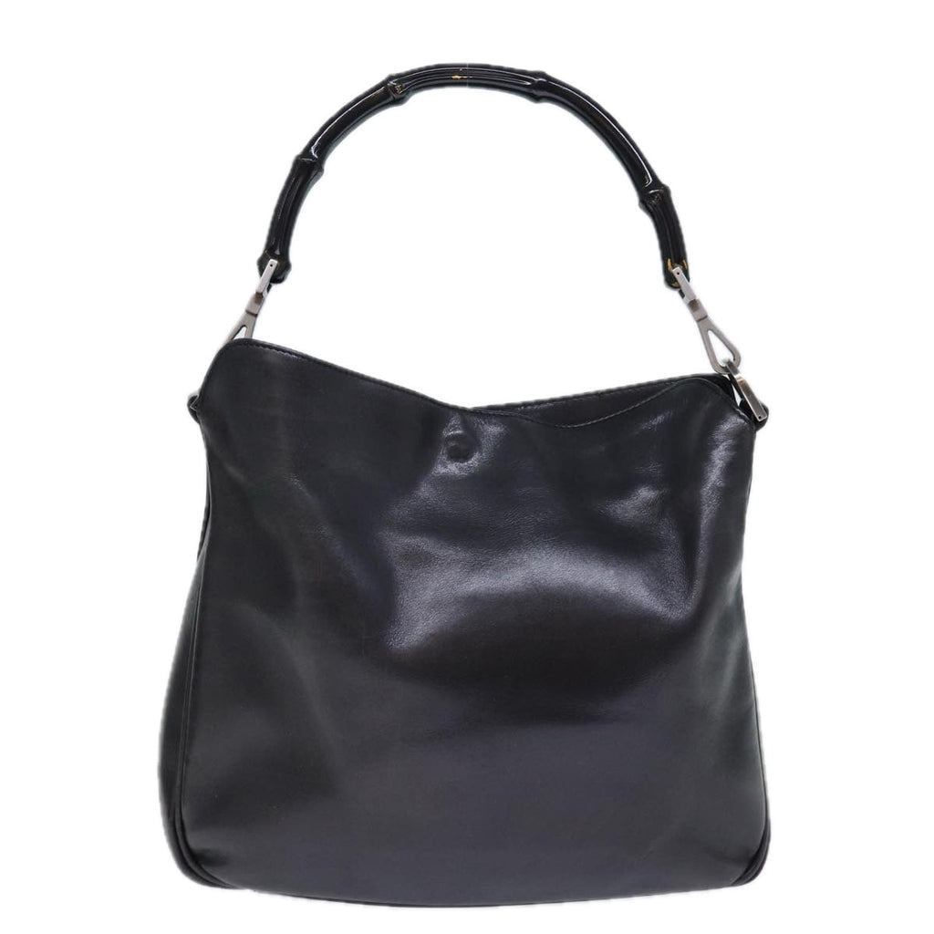 GUCCI Bamboo Hand Bag Leather Black 001 1638 200047 bs13847