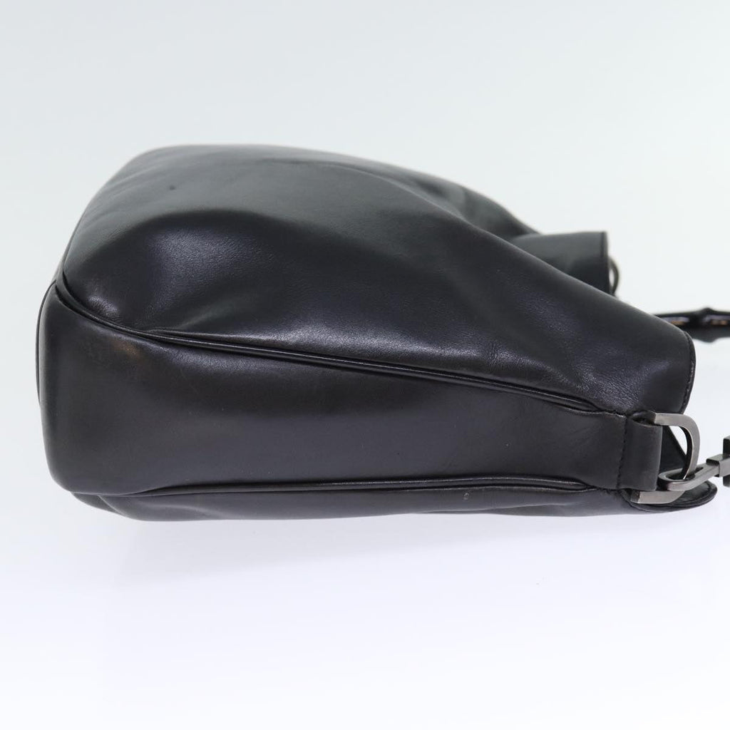 GUCCI Bamboo Hand Bag Leather Black 001 1638 200047 bs13847