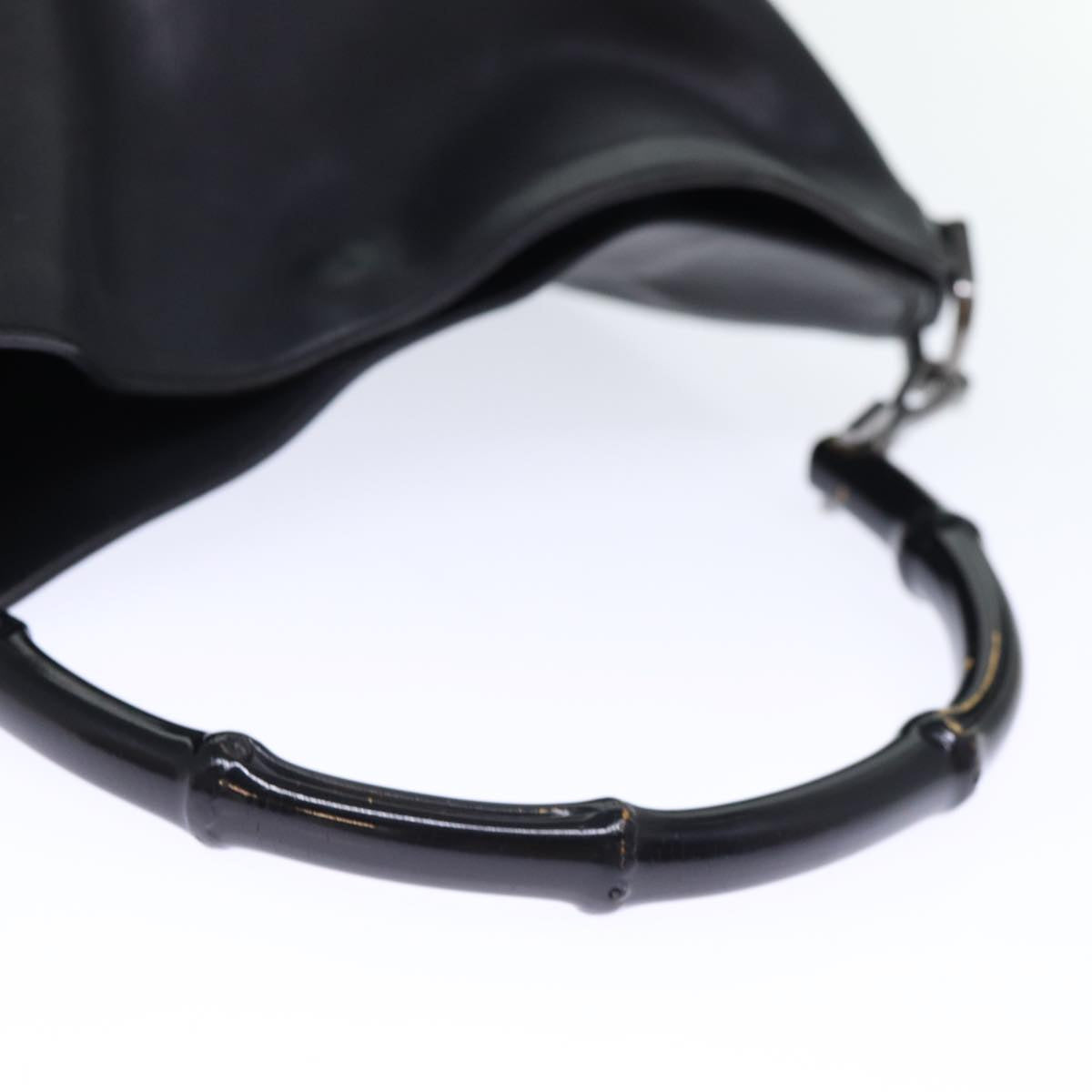 GUCCI Bamboo Hand Bag Leather Black 001 1638 200047 bs13847