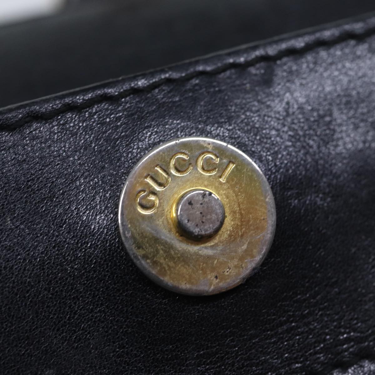 GUCCI Bamboo Hand Bag Leather Black 002 123 0322 bs13848