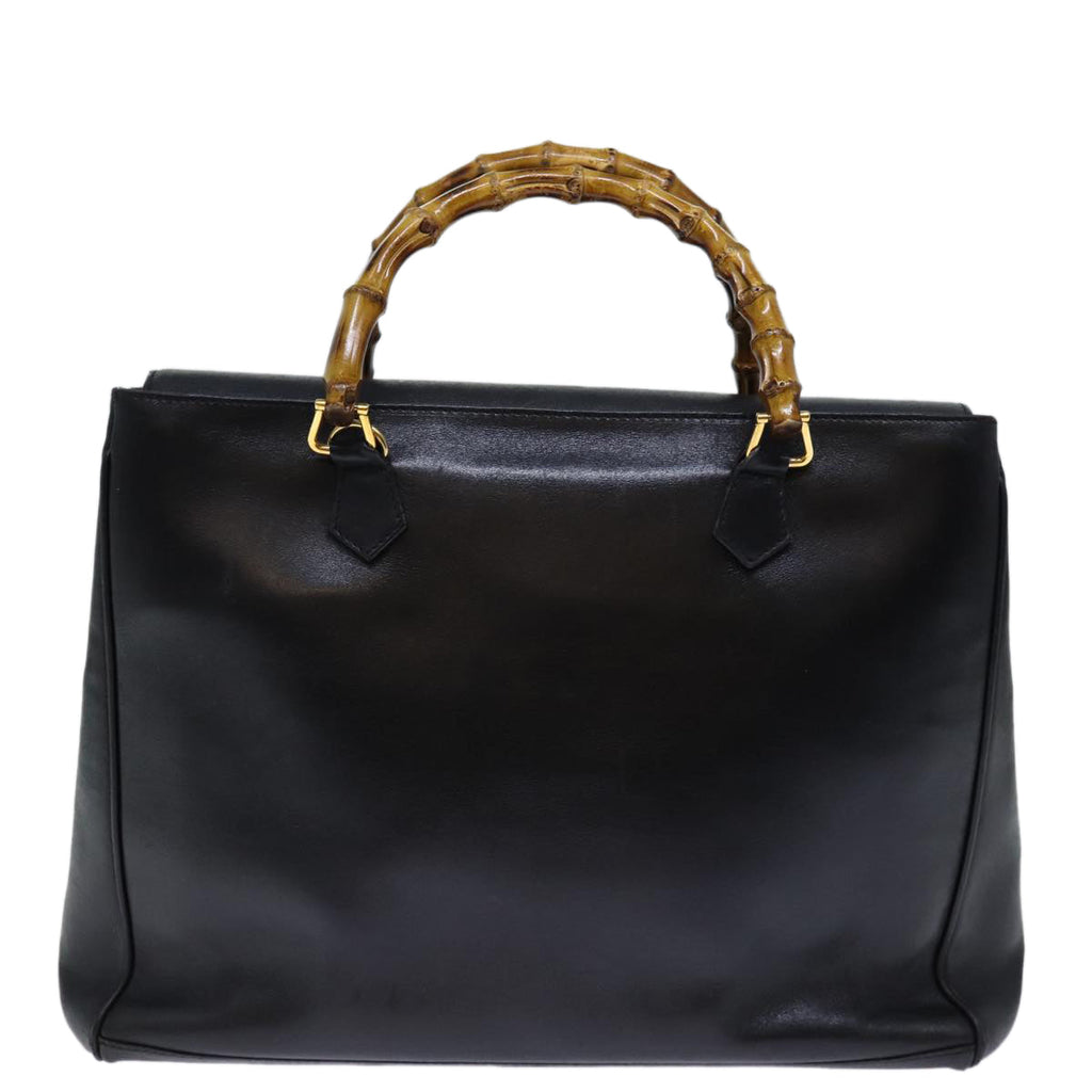 GUCCI Bamboo Hand Bag Leather Black 002 123 0322 bs13848
