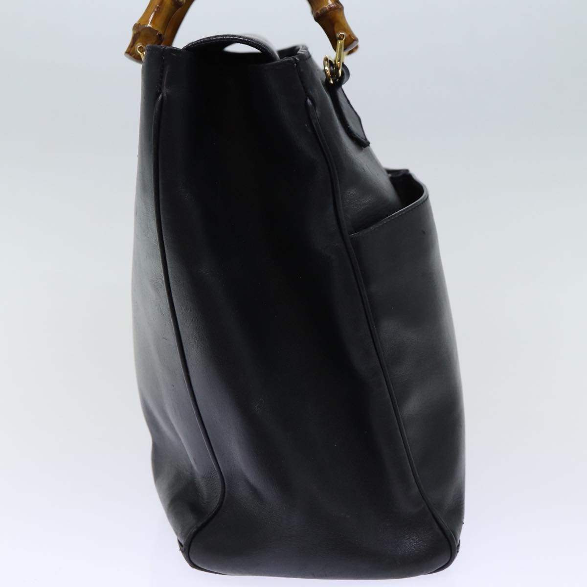 GUCCI Bamboo Hand Bag Leather Black 002 123 0322 bs13848