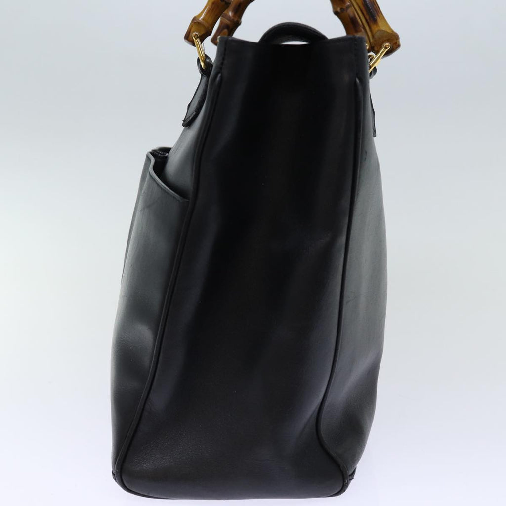 GUCCI Bamboo Hand Bag Leather Black 002 123 0322 bs13848