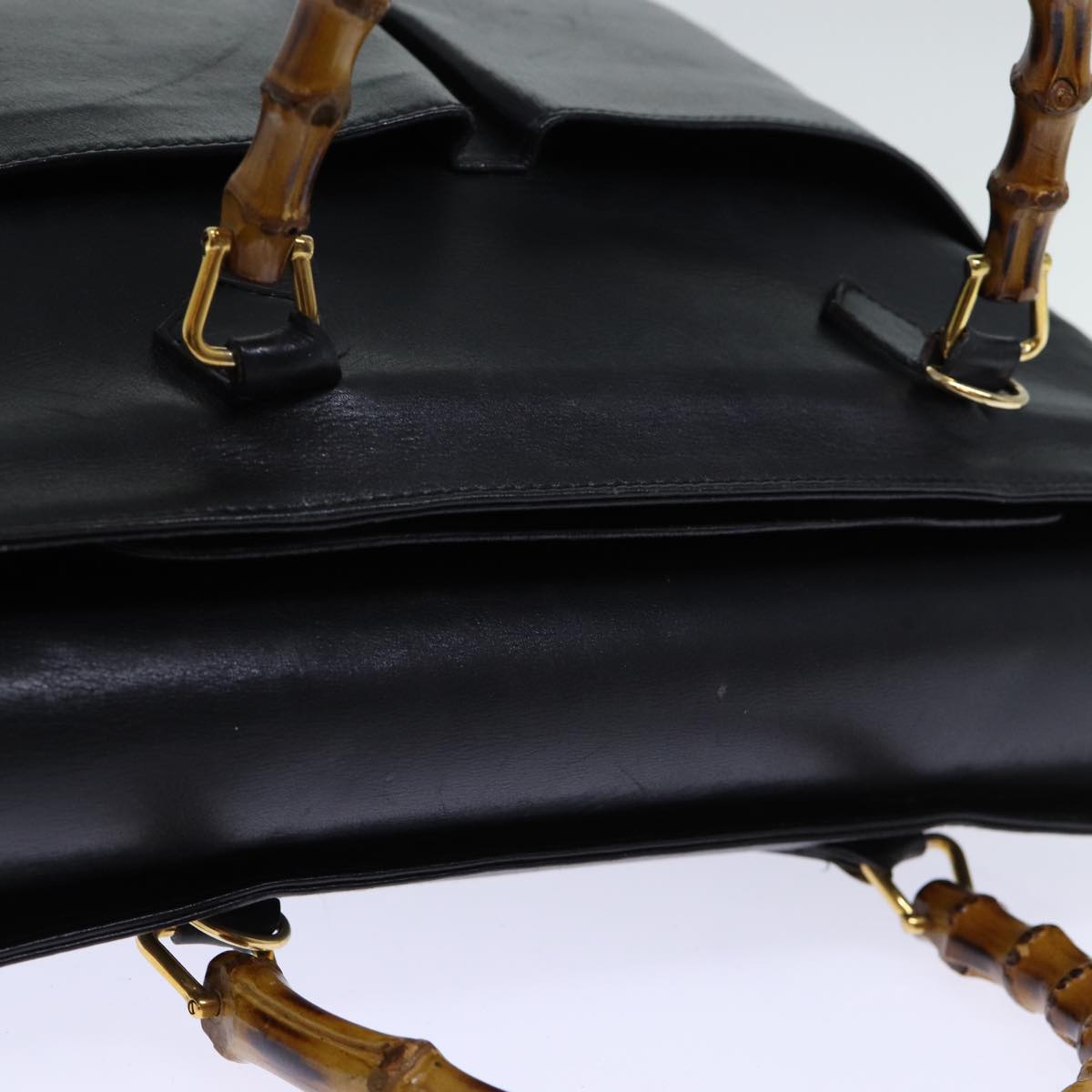 GUCCI Bamboo Hand Bag Leather Black 002 123 0322 bs13848