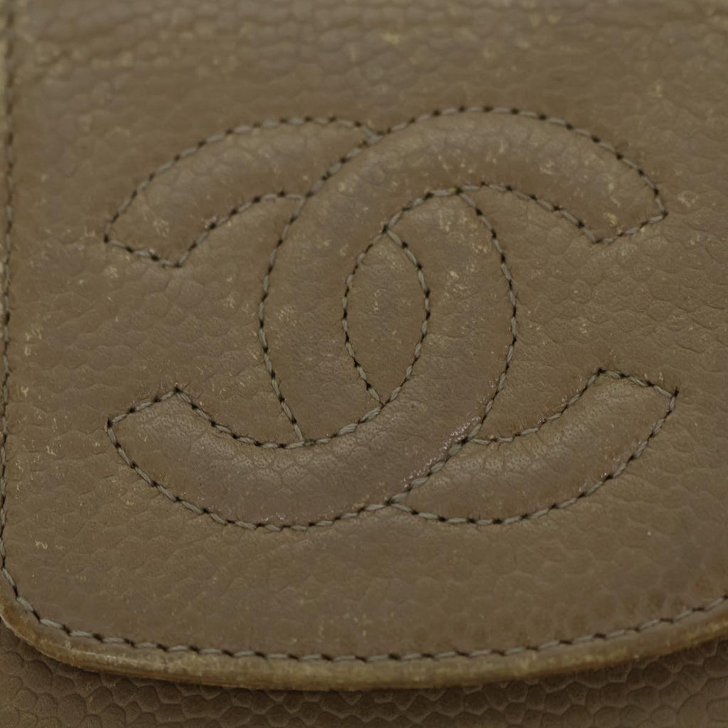CHANEL COCO Mark Pen Case Caviar Skin Beige CC bs13887