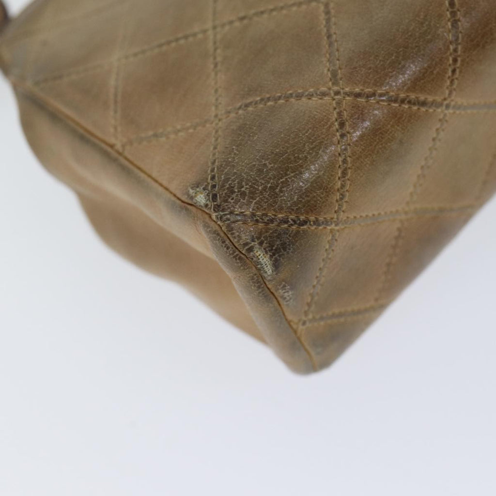 CHANEL Bicolole Pouch Leather Beige CC bs13900