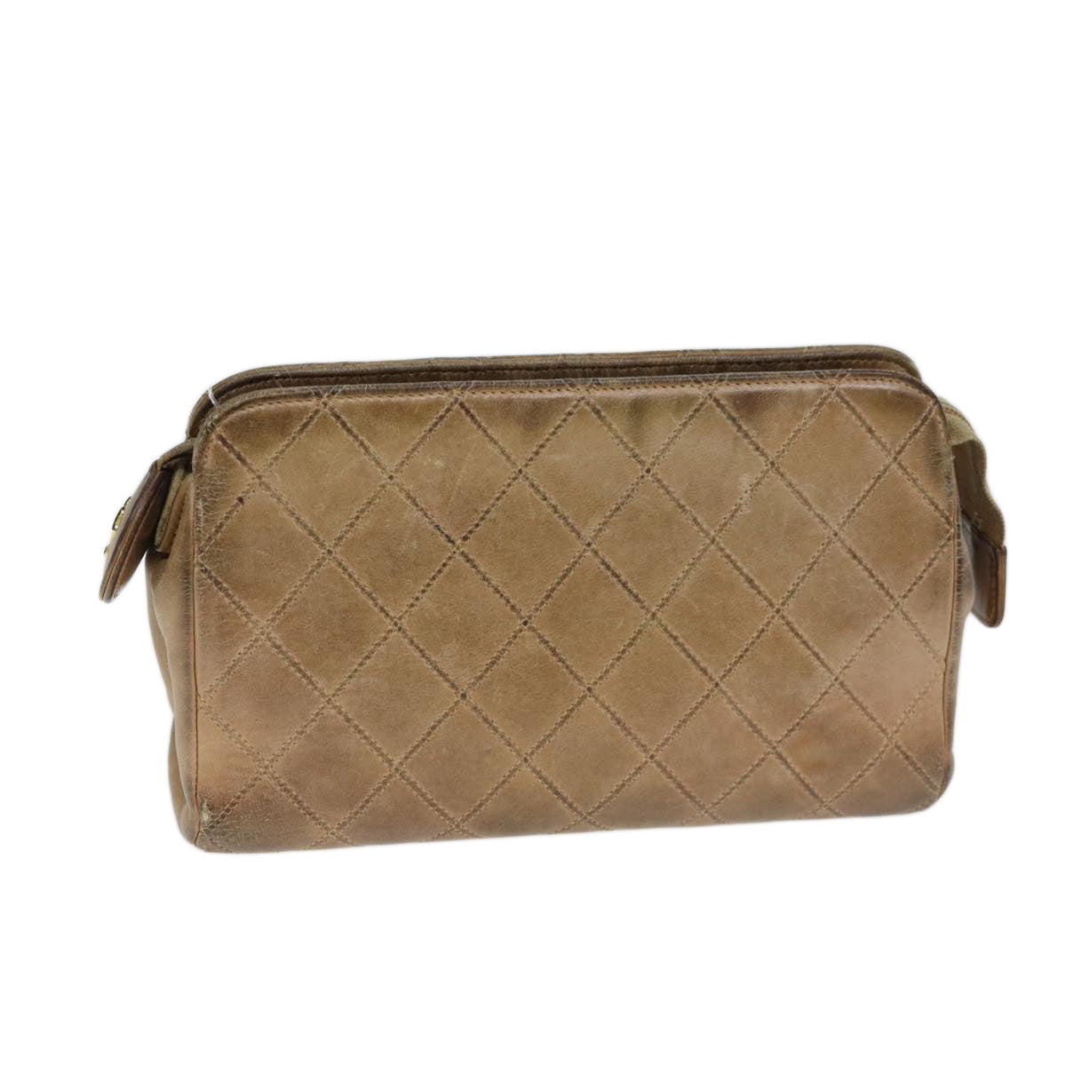 CHANEL Bicolole Pouch Leather Beige CC bs13900