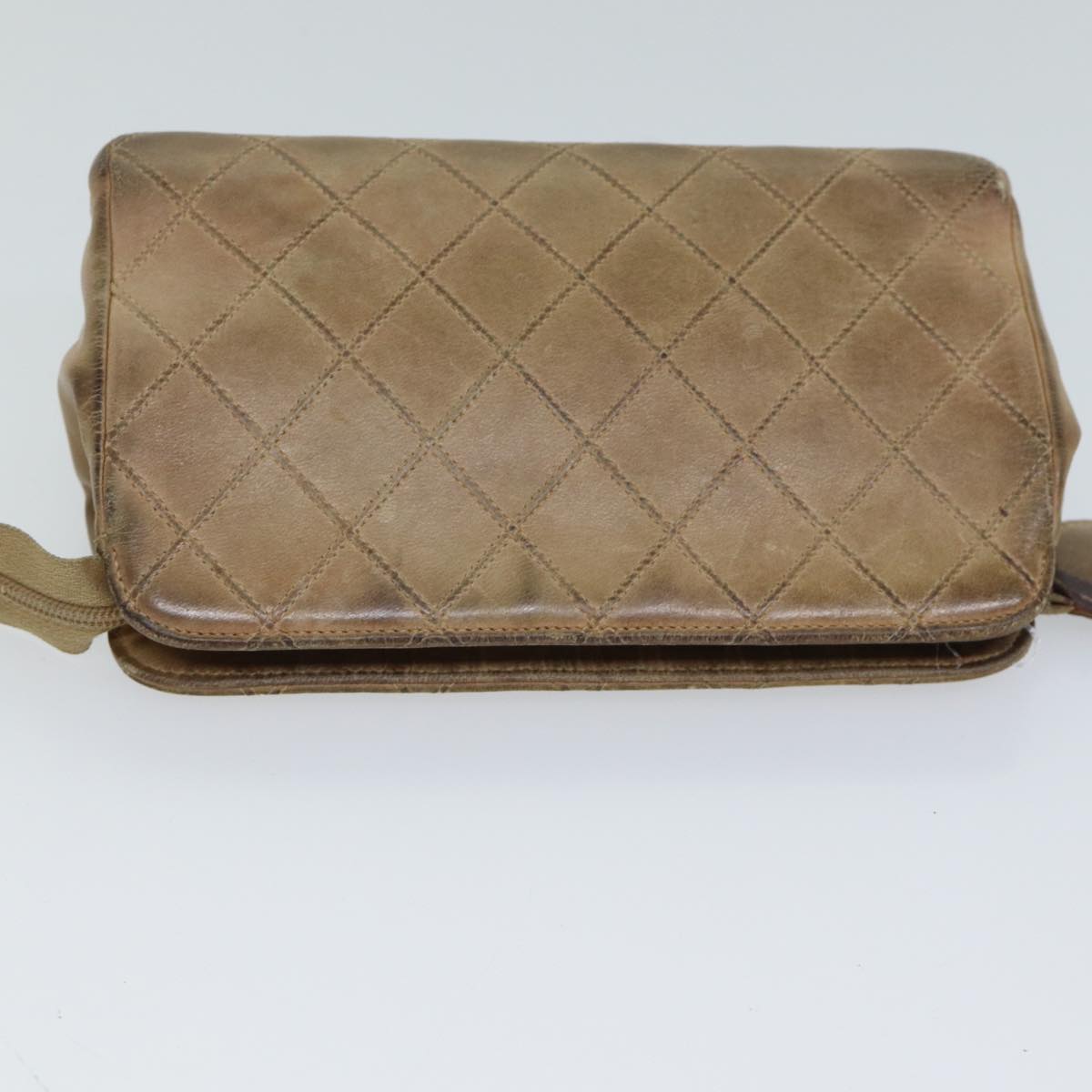 CHANEL Bicolole Pouch Leather Beige CC bs13900
