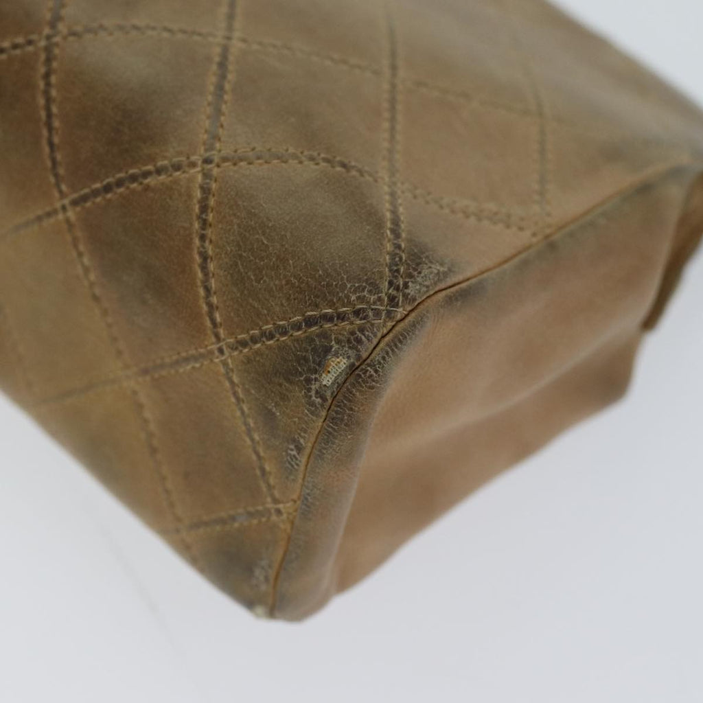 CHANEL Bicolole Pouch Leather Beige CC bs13900