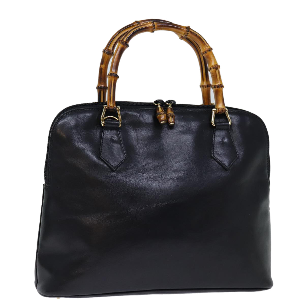 GUCCI Bamboo Hand Bag Leather Black 000 1186 0289 bs13925