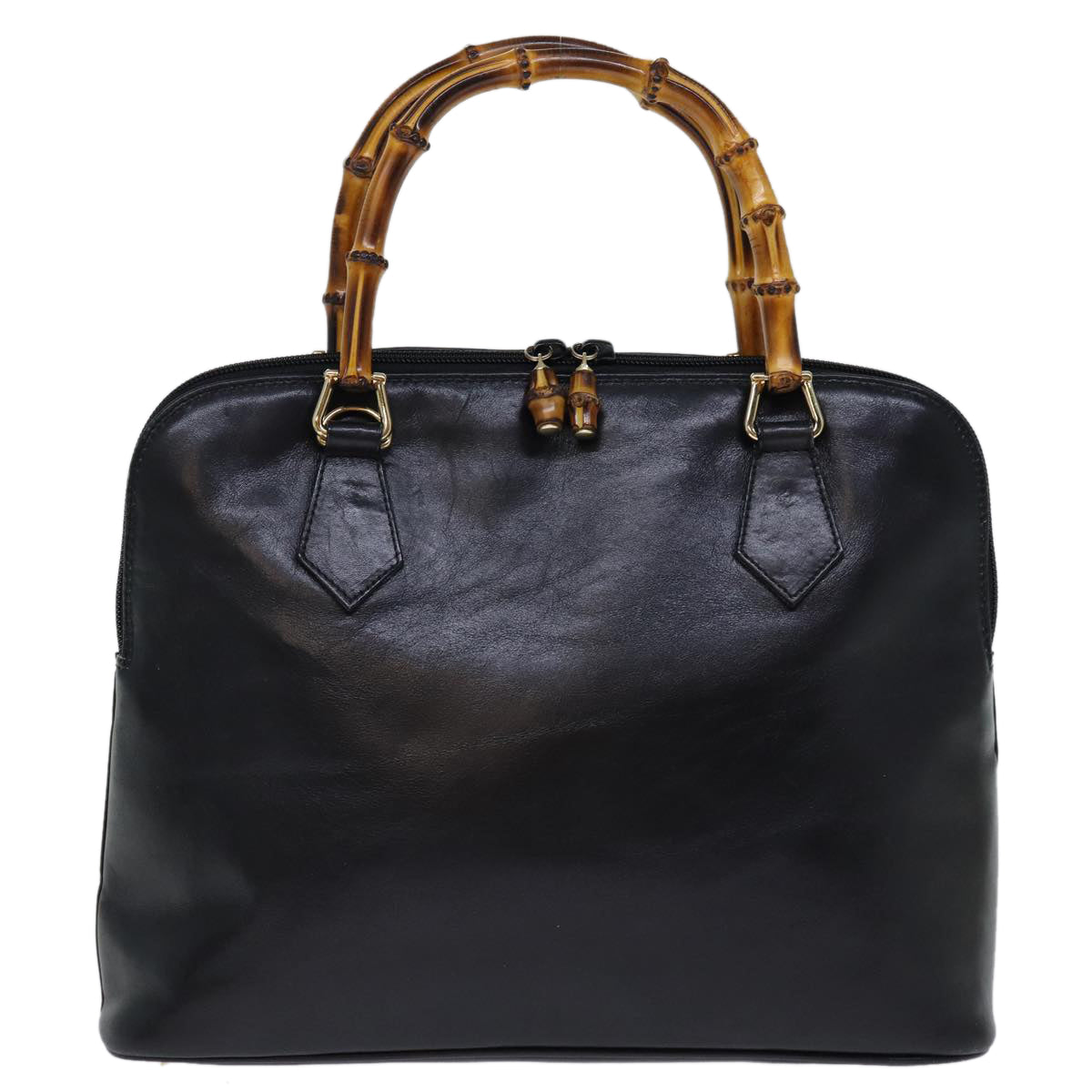 GUCCI Bamboo Hand Bag Leather Black 000 1186 0289 bs13925