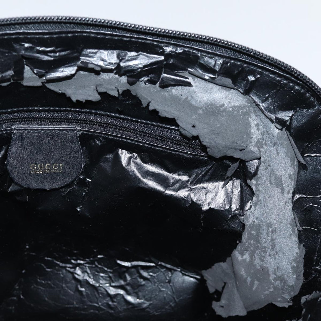 GUCCI Bamboo Hand Bag Leather Black 000 1186 0289 bs13925