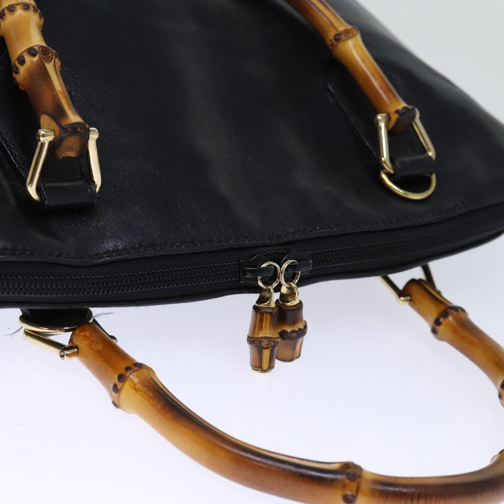 GUCCI Bamboo Hand Bag Leather Black 000 1186 0289 bs13925