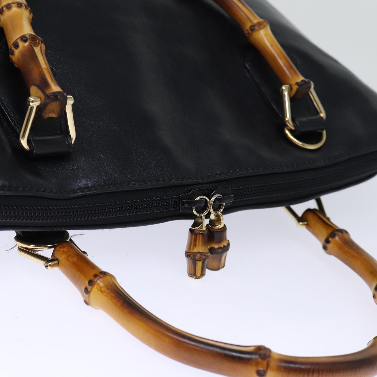 GUCCI Bamboo Hand Bag Leather Black 000 1186 0289 bs13925