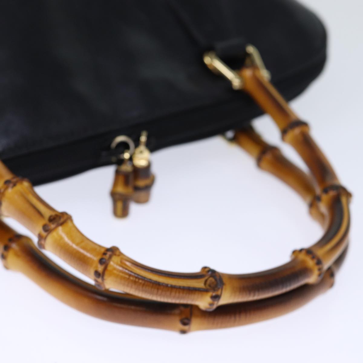 GUCCI Bamboo Hand Bag Leather Black 000 1186 0289 bs13925