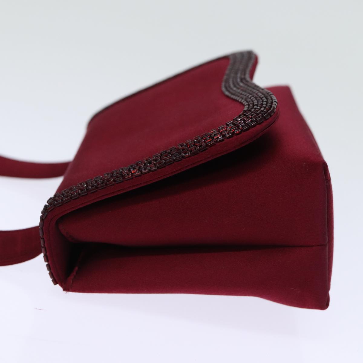 CHANEL Shoulder Bag Satin Red CC bs13944