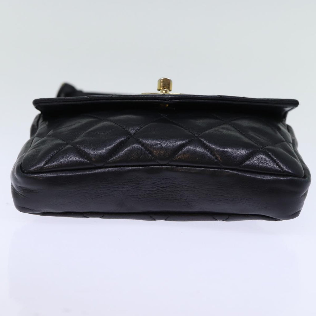 CHANEL Matelasse Turn Lock Waist bag Leather Black CC bs13969