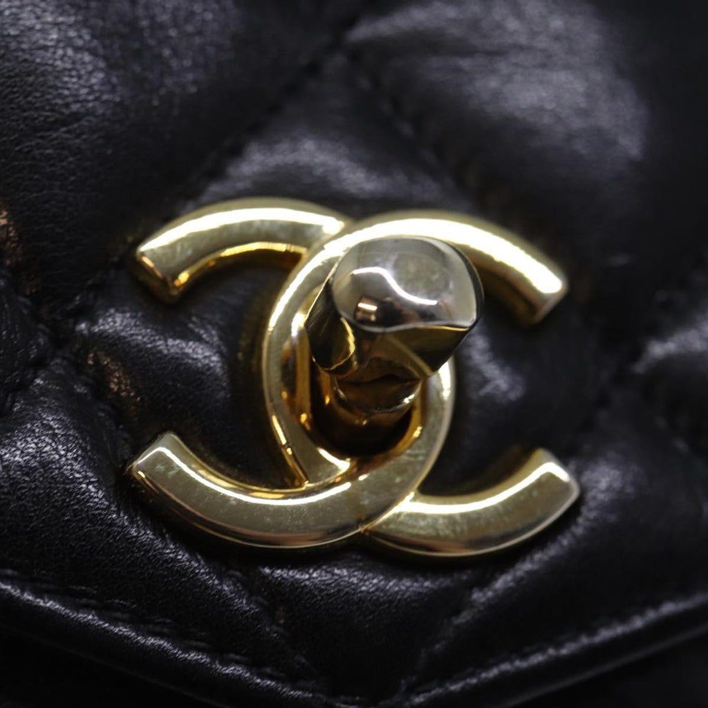 CHANEL Matelasse Turn Lock Waist bag Leather Black CC bs13970