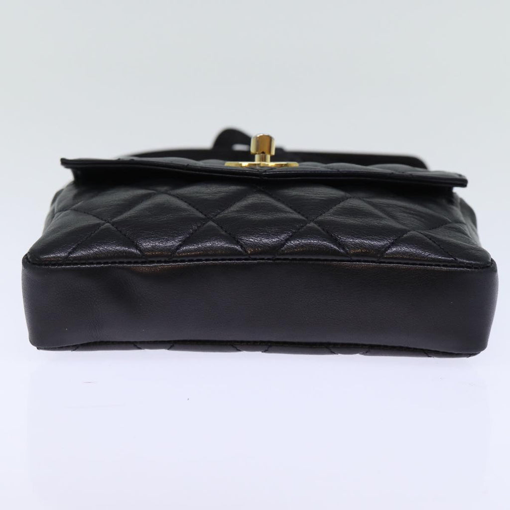 CHANEL Matelasse Turn Lock Waist bag Leather Black CC bs13970