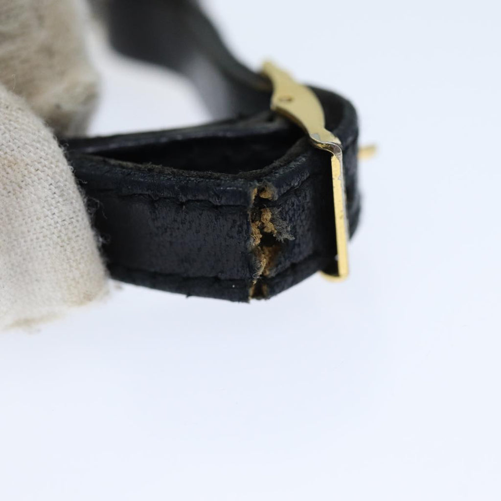 CHANEL Bracelet Metal Leather Gold Black CC bs13971