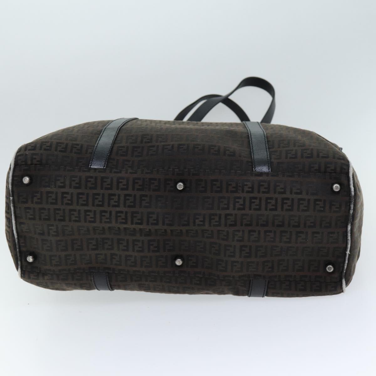 FENDI Zucchino Canvas Boston Bag Brown Black bs14074