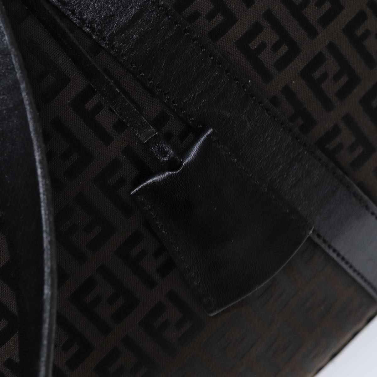 FENDI Zucchino Canvas Boston Bag Brown Black bs14074