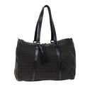 FENDI Zucchino Canvas Boston Bag Brown Black bs14074