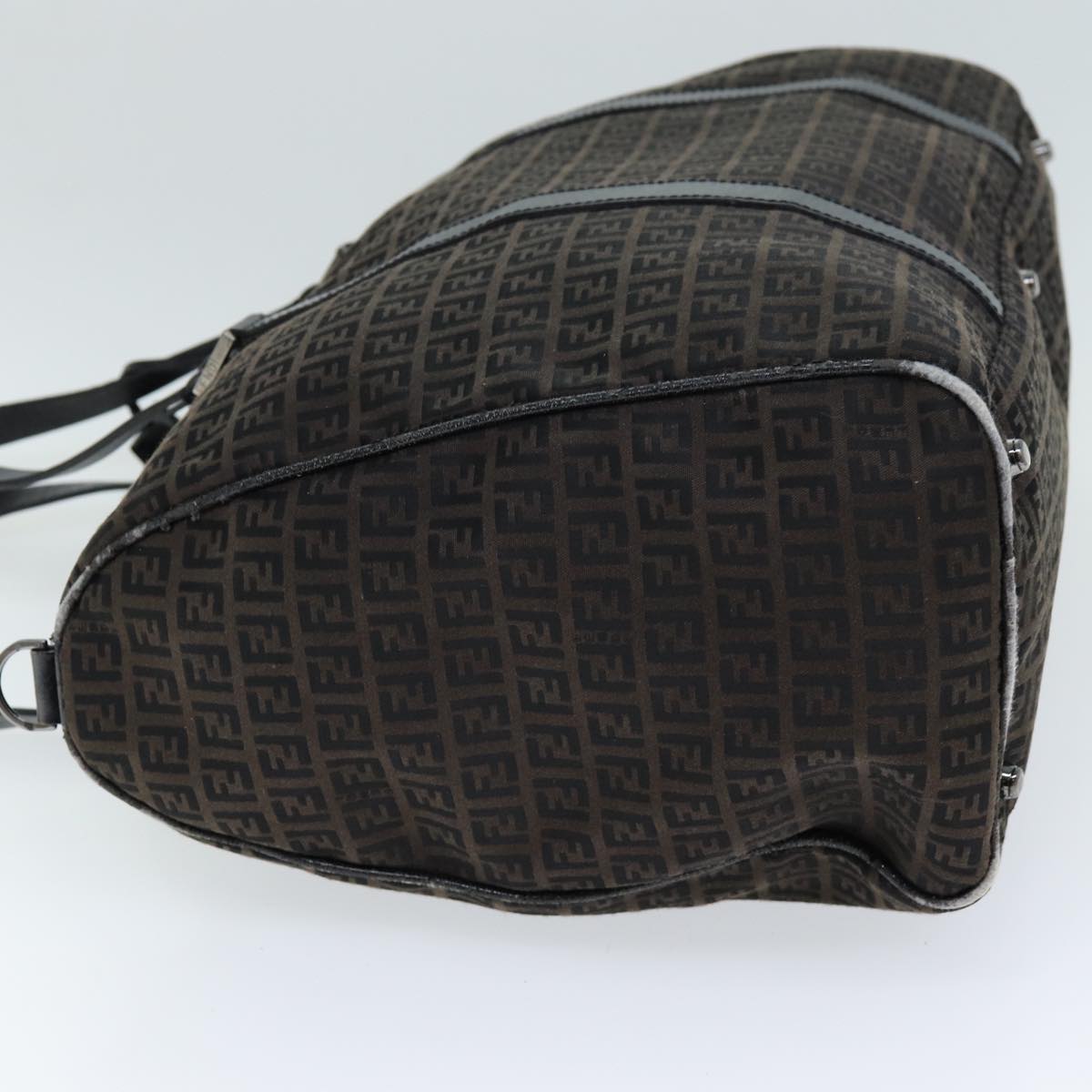 FENDI Zucchino Canvas Boston Bag Brown Black bs14074
