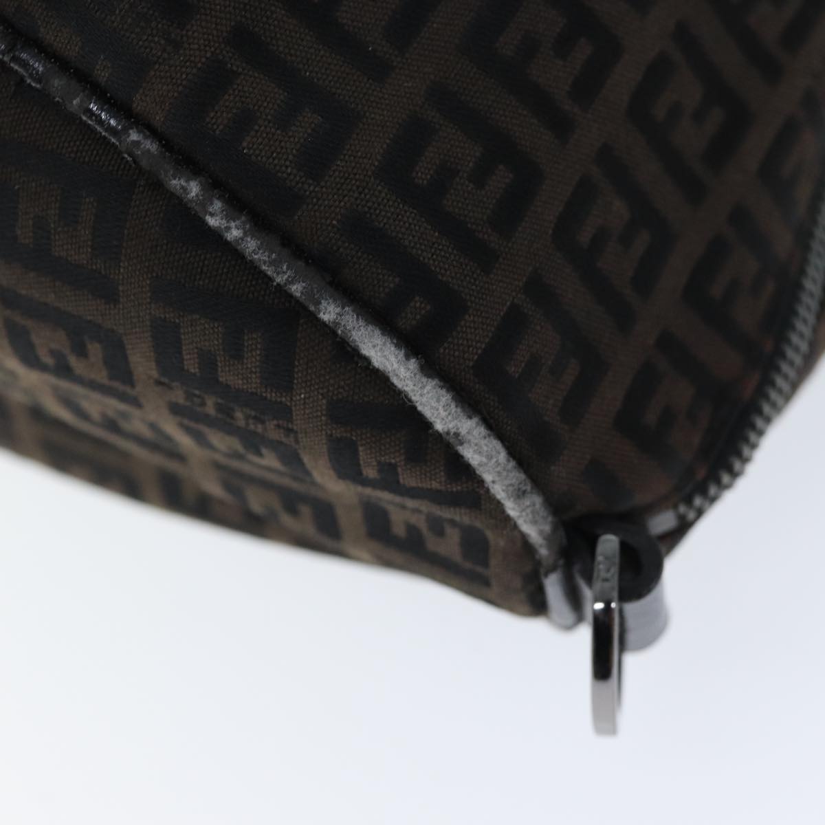 FENDI Zucchino Canvas Boston Bag Brown Black bs14074