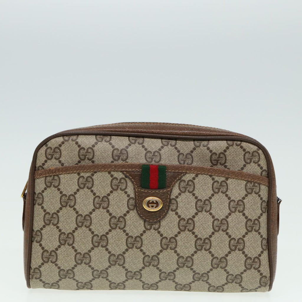 GUCCI GG Supreme Web Sherry Line Clutch Bag 2Set Beige Red Green bs14077