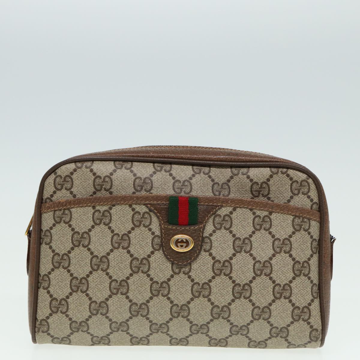 GUCCI GG Supreme Web Sherry Line Clutch Bag 2Set Beige Red Green bs14077