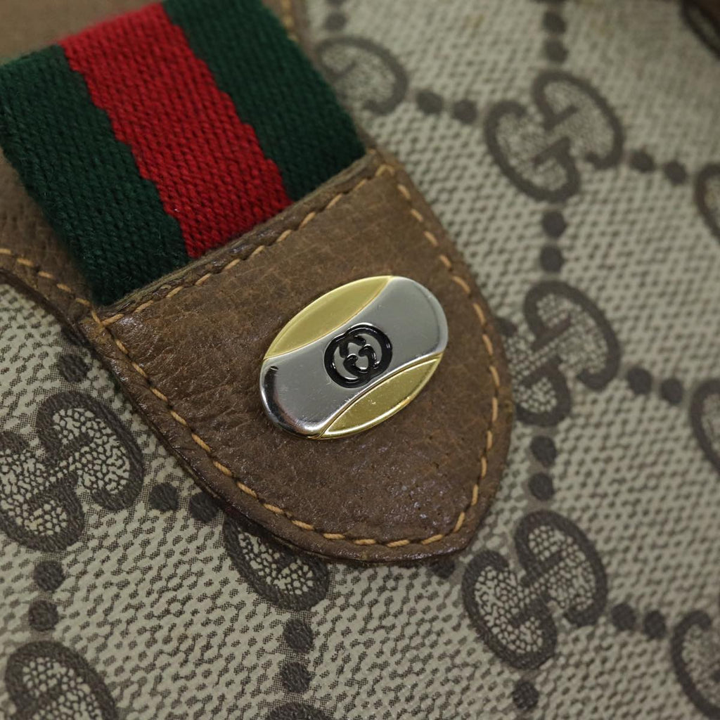 GUCCI GG Supreme Web Sherry Line Boston Bag Beige Red 111 02 007 bs14106