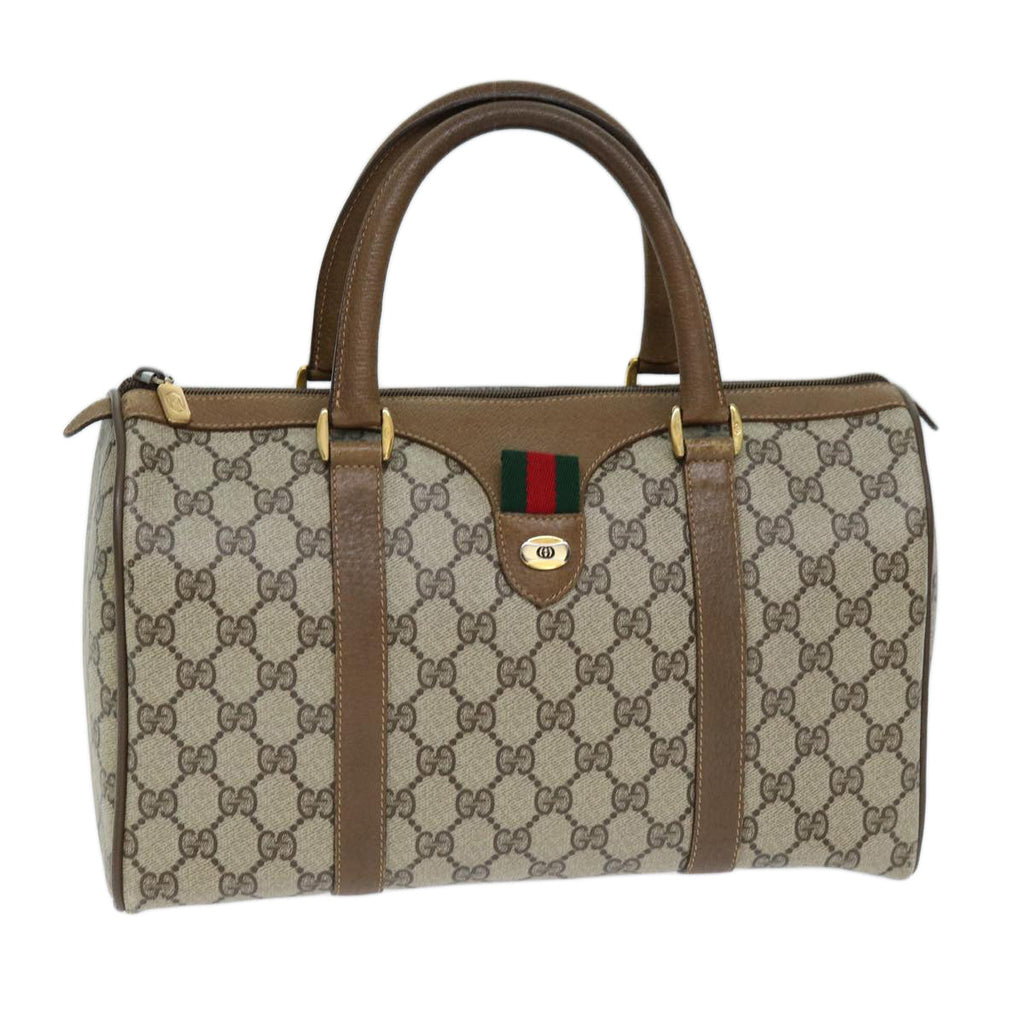 GUCCI GG Supreme Web Sherry Line Boston Bag Beige Red 111 02 007 bs14106