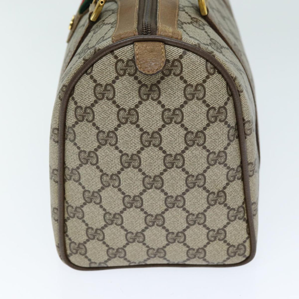 GUCCI GG Supreme Web Sherry Line Boston Bag Beige Red 111 02 007 bs14106