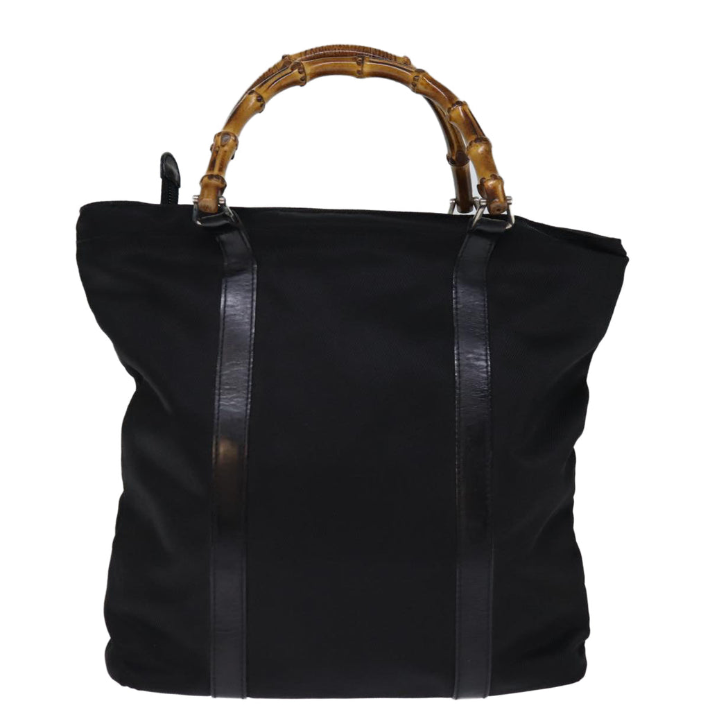 GUCCI Bamboo Hand Bag Nylon Black 000 3754 0508 bs14134