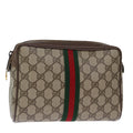 GUCCI GG Supreme Web Sherry Line Clutch Bag PVC Beige Red 75 01 012 bs14245