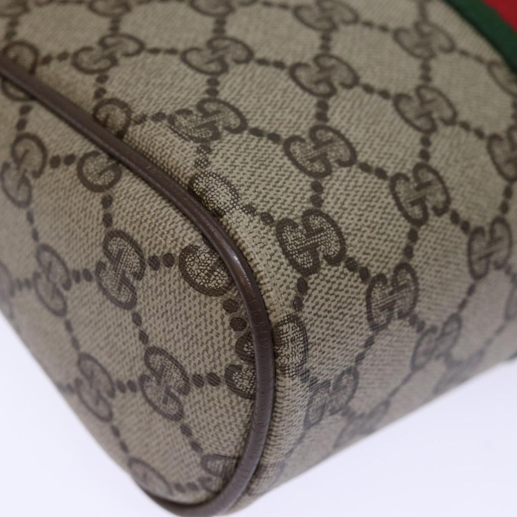 GUCCI GG Supreme Web Sherry Line Clutch Bag PVC Beige Red 75 01 012 bs14245