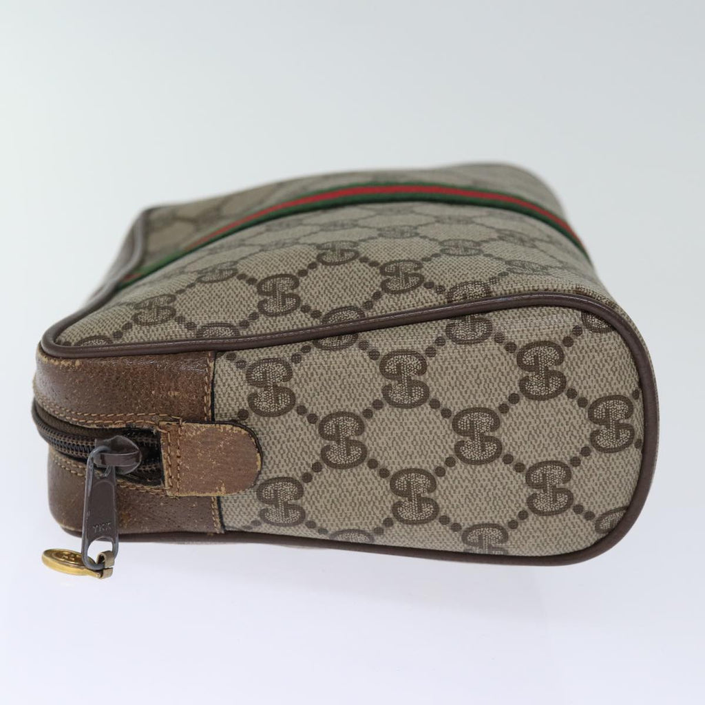 GUCCI GG Supreme Web Sherry Line Clutch Bag PVC Beige Red 75 01 012 bs14245