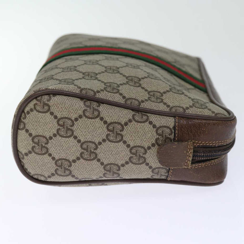 GUCCI GG Supreme Web Sherry Line Clutch Bag PVC Beige Red 75 01 012 bs14245
