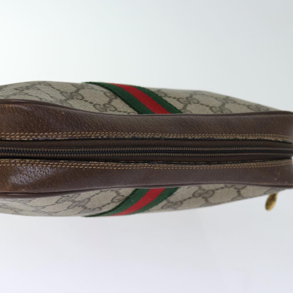 GUCCI GG Supreme Web Sherry Line Clutch Bag PVC Beige Red 75 01 012 bs14245
