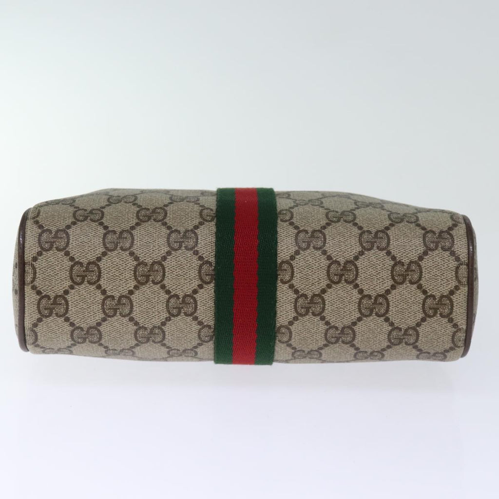 GUCCI GG Supreme Web Sherry Line Clutch Bag PVC Beige Red 75 01 012 bs14245