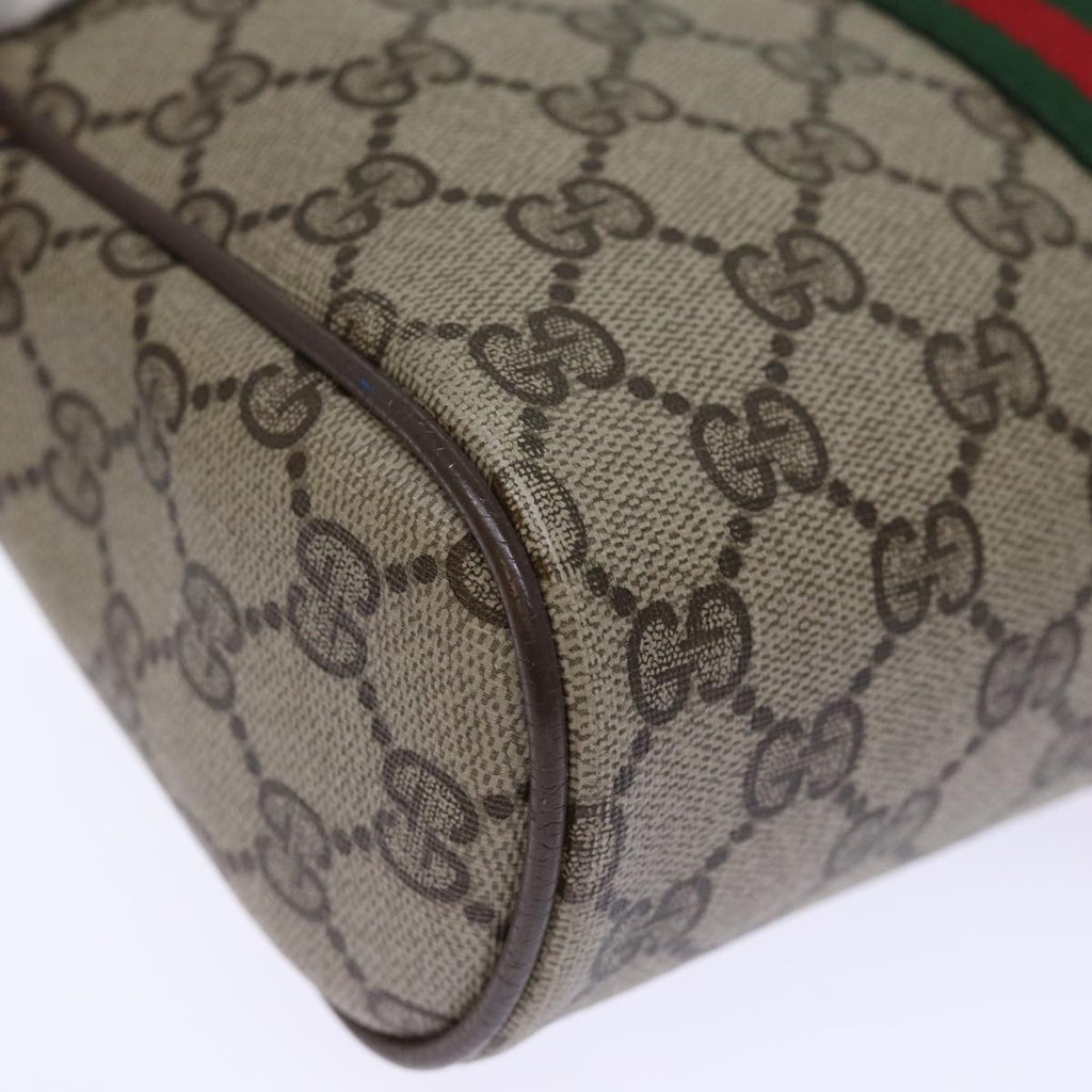 GUCCI GG Supreme Web Sherry Line Clutch Bag PVC Beige Red 75 01 012 bs14245