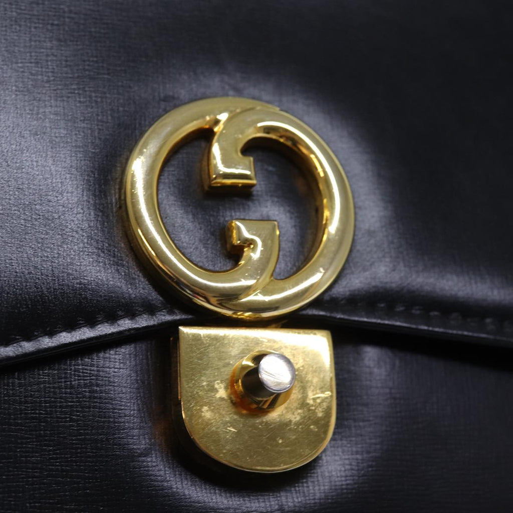 GUCCI Hand Bag Leather Black bs14246